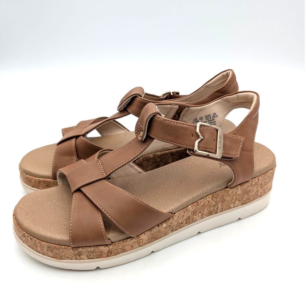 Dr. Scholl's Once Again T-Strap Wedge Sandals Honey Brown Women's Size US9.5M